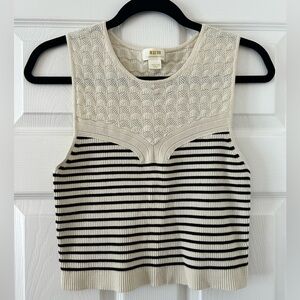 Anthropologie Maeve Beige and Black Striped Top